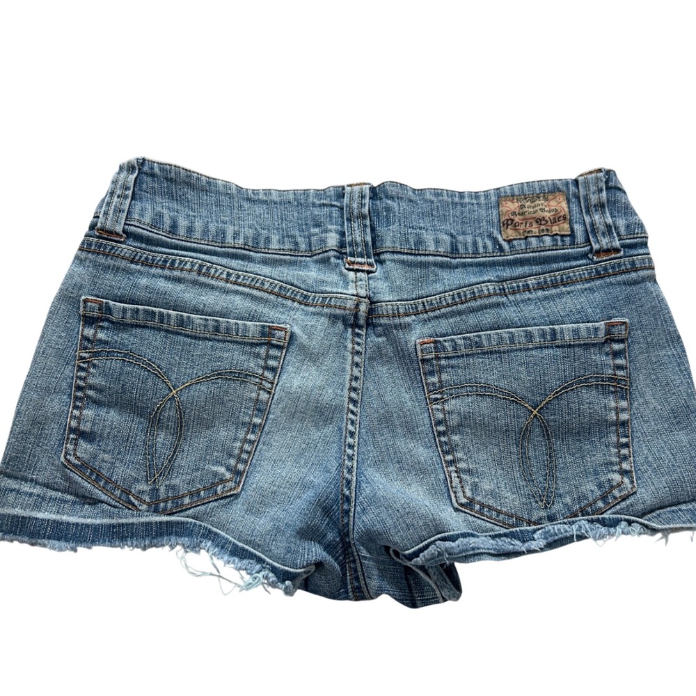 Paris Blues Denim Shorts juniors 7 Blue Frayed Raw Hem boho western teencore - Picture 2 of 9